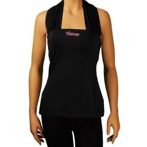 NWT All Sport Couture Women's Black Minnesota Viking Sleeveless Halter Top S